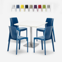 Zestaw 4 krzesła do baru restauracji i stół 90x90cm Horeca Yanez White Oferta