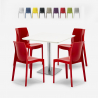 Zestaw 4 krzesła do baru restauracji i stół 90x90cm Horeca Yanez White Promocja