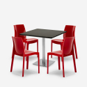 Zestaw 4 krzesła polipropylenowe i stolik Horeca 90x90cm Yanez Black 