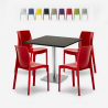 Zestaw 4 krzesła polipropylenowe i stolik Horeca 90x90cm Yanez Black Stan Magazynowy