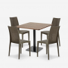 Zestaw stolik kawowy drewno 90x90cm Horeca 4 krzesła z polirattanu Barrett Katalog