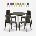Zestaw 4 krzesła bar kuchnia stolik kawowy Horeca 90x90cm Jasper Black Promocja