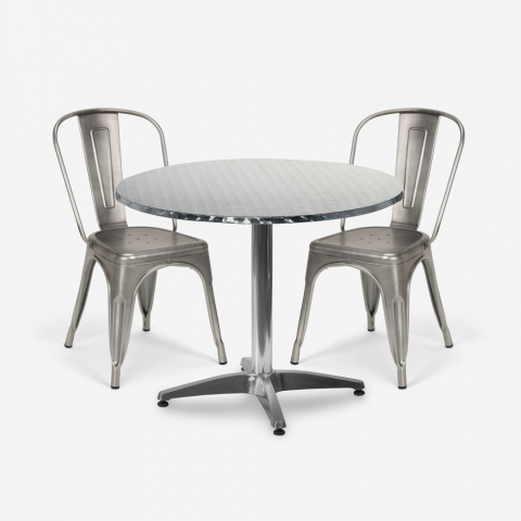 zestaw stół 70cm stal 2 krzesła vintage design taerium Promocja