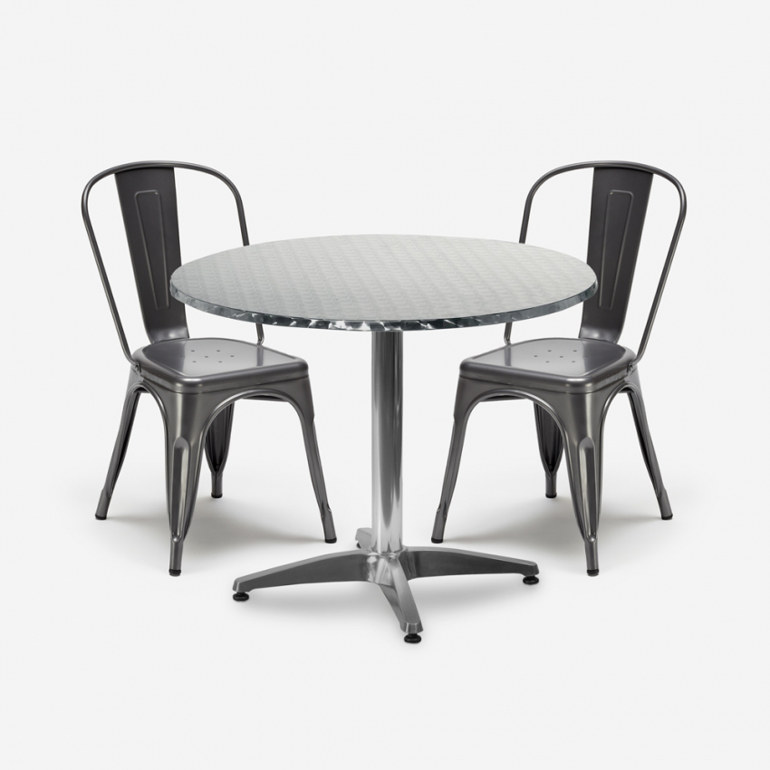 zestaw 2 krzesła stalowe industrialne Lix stół 70cm factotum Promocja
