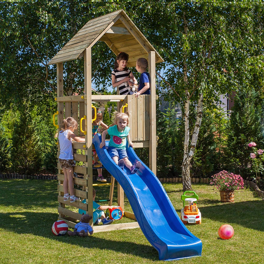 Drewniany plac zabaw dla dzieci wieżyczka ze zjeżdżalnią Carol-1 Promocja Drewniany plac zabaw dla dzieci wieżyczka ze zjeżdżalnią Carol-1 Promocja