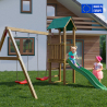 Wieża ze zjeżdżalnią podwójna huśtawka drewniany plac zabaw Lucas Sprzedaż