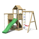 Drewniany ogrodowy plac zabaw dzieci zjeżdżalnia huśtawka wspinaczka Activer Oferta