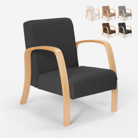 Fotel do salonu z drewnianą podstawą Frederiksberg Promocja