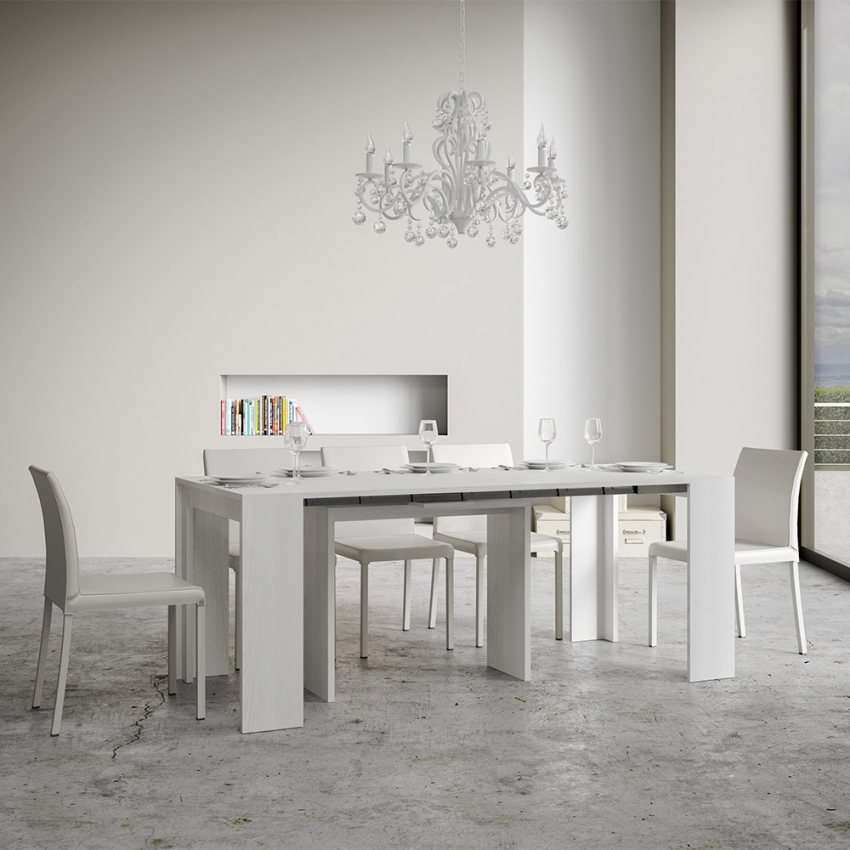Rozkładany 90x42-302cm biały drewniany stół do jadalni Mia Promocja