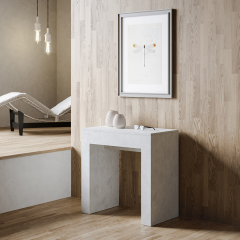 Rozkładany 90x47-299cm biały drewniany stół do jadalni i pokoju Allin