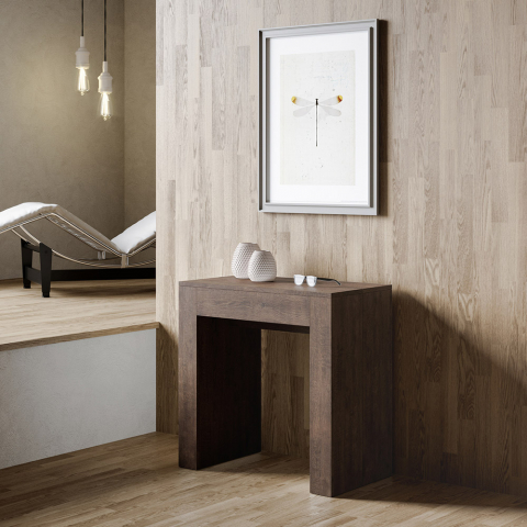 Rozkładany drewniany stolik do pokoju lub jadalni 90x47-299 cm Allin Noix