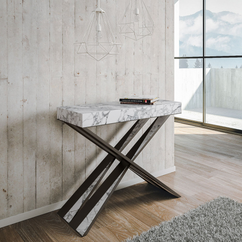 Rozkładany stół konsolowy z marmuru 90x40-300 cm Diago Marble