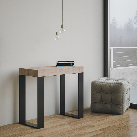 Rozkładany nowoczesny stół konsolowy 90x40-300 cm drewno metal Tecno Oak