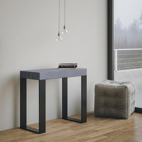 Wysuwany stół konsolowy 90x40-300cm szary metalowy design Tecno Concrete