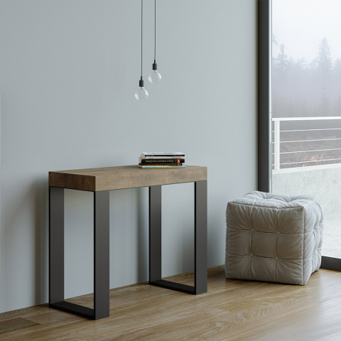 Wysuwany stół konsolowy o konstrukcji drewnianej i metalowej 90x40-300 cm Tecno Noix