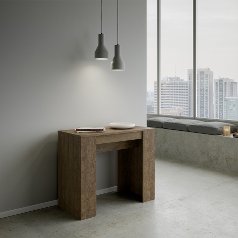 Wysuwany stół konsolowy 90x48-204 cm drewniany Basic Small Noix