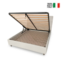 Kontenerowe łóżko podwójne 160x190cm biała skóra ekologiczna Mika Sprzedaż