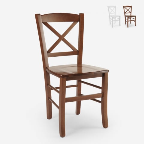 Krzesło drewniane klasyczne rustykalne do jadalni i baru Venezia Croce