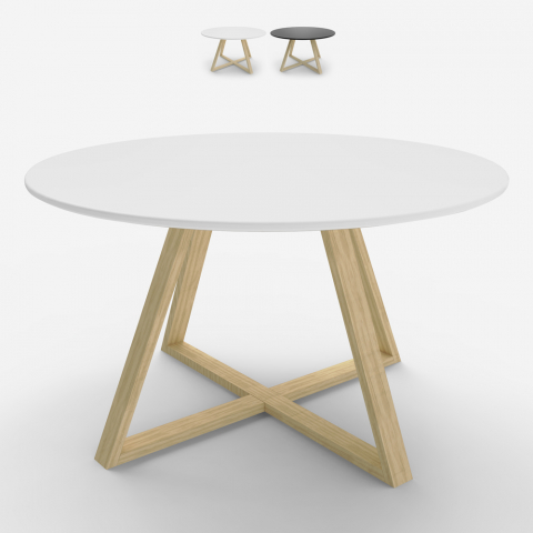Okrągły niski stolik kawowy w stylu skandynawskim 80 cm Krize