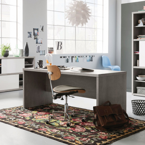 Drewniane biurko biuorwe w kolorze cementowym 180x69cm Modern Design Promocja