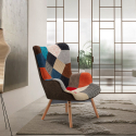 Fotel materiałowy z podłokietnikami Patchwork Multicolor Oferta
