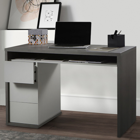 Szare biurko 110x60 cm z 3 szufaldami nowoczesny design Mackay