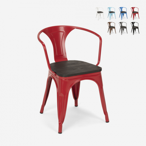 20 krzeseł design metal drewno industrial styl Lix bar kuchnia steel wood arm Promocja
