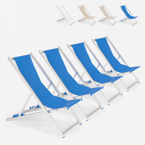 4 regulowane składane leżaki plażowe Riccione Gold z aluminium