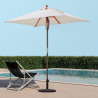 Parasol ogrodowy na patio z drewna z centralnym słupem anty UV 200x150cm Ormond Sprzedaż
