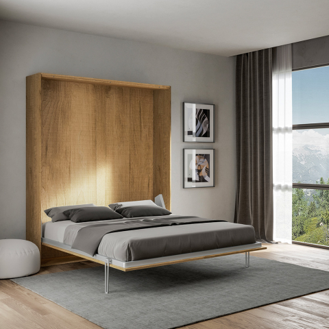 Składane podwójne łóżko 160x190cm drewniana szafa Kentaro Oak Promocja