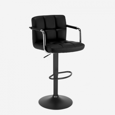 Czarny designerski stołek z podłokietnikami Las Vegas Black Edition Promocja