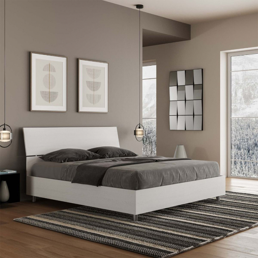 Podwójne łóżko z pojemnikiem 160x190cm biały design Demas Nod Promocja