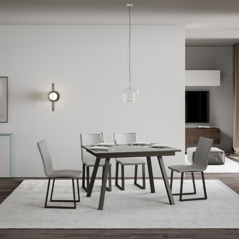 Szary stół rozkładany 90x120-180cm do kuchni Mirhi Concrete Promocja