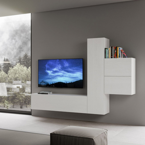 Meblościanka pod telewizor 4 drewniane szafki nowoczesny design A17