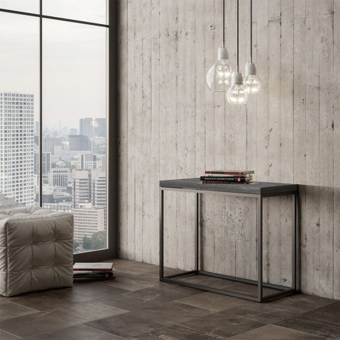 Rozkładany szary stolik do jadalni 90x45-90cm Nordica Libra Concrete Promocja