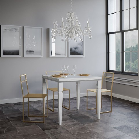 Rozkładany stół do jadalni 90x90-180cm klasyczny biały Impero Libra Promocja