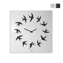 Kwadratowy zegar ścienny 50x50cm minimalistyczny design jaskółki Flock Promocja