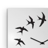 Kwadratowy zegar ścienny 50x50cm minimalistyczny design jaskółki Flock Rabaty