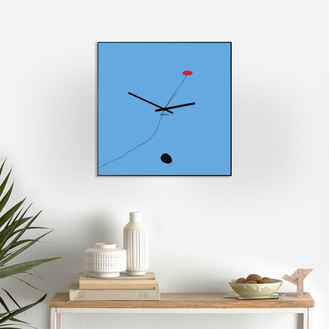 Kwadratowy zegar ścienny nowoczesny kolorowy projekt artystyczny Mirò