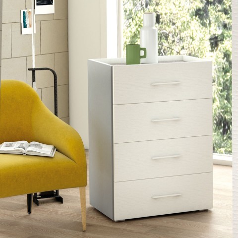 Komoda do sypialni lub biura 4 szuflady biało szara nowoczesny design Promocja