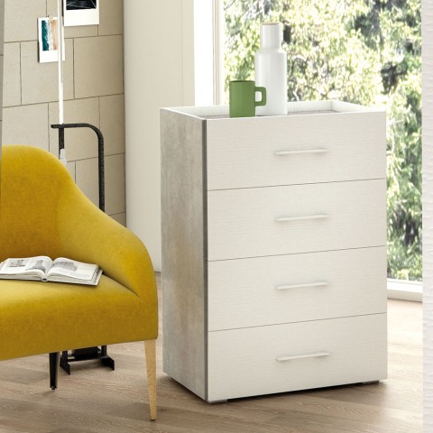 Komoda sypialnia 4 szuflady szary biały nowoczesny design