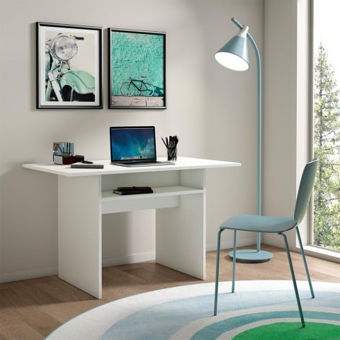 Drewniany rozkładany stół biały 120x35-70cm do pokoju lub biura Oplà