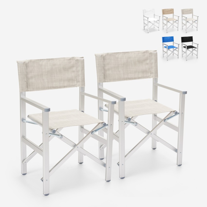 2 Przenośne składane krzesła plażowe z aluminium Regista Gold Promocja