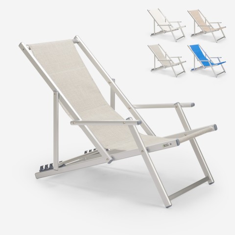 Morski leżak plażowy ze składanymi aluminiowymi podłokietnikami Riccione Gold Lux Promocja