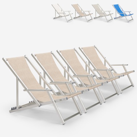 4 składane krzesła plażowe Riccione Gold Lux ​z podłokietnikami
