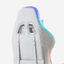 Biały fotel do gier ergonomiczny rozkładany masujący LED Pixy Plus Model