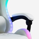 Biały fotel do gier ergonomiczny rozkładany masujący LED Pixy Plus 