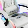 Biały fotel do gier ergonomiczny rozkładany masujący LED Pixy Plus 