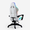 Biały rozkładany fotel gamingowy ergonomiczny LED z poduszką Pixy Rabaty