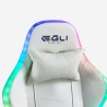 Biały rozkładany fotel gamingowy ergonomiczny LED z poduszką Pixy Model
